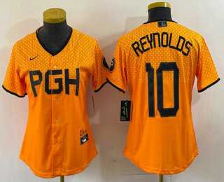 Womens Pittsburgh Pirates #10 Bryan Reynolds Yellowd 2023 City Connect Stitched Jersey